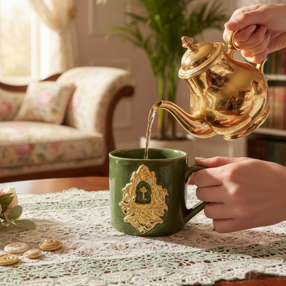 Victorian Key Cameo Mug (Real Gold Plated)